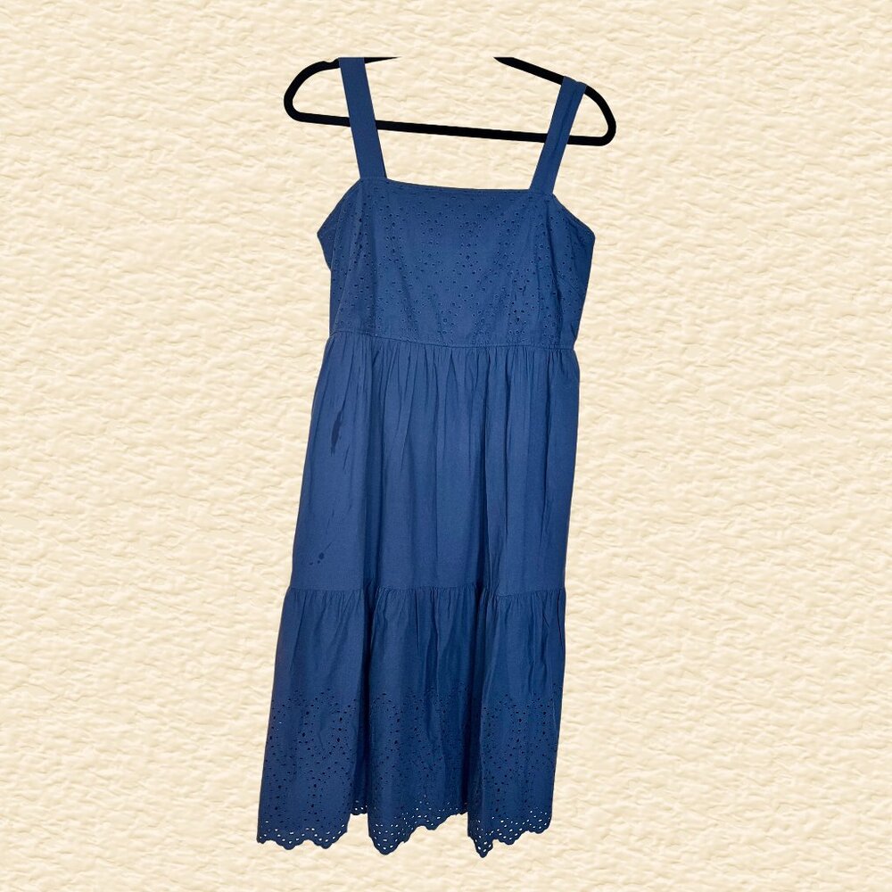 Uniqlo Blue Eyelet Midi Dress (Size L)